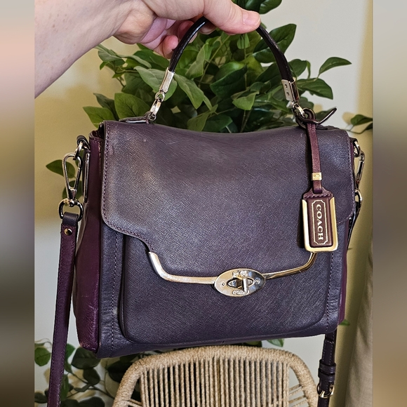 Coach Handbags - Coach Madison Sadie Flap in Purple with Silver Hardware